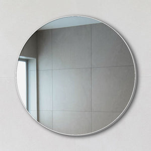 white thin frame circle mirror
